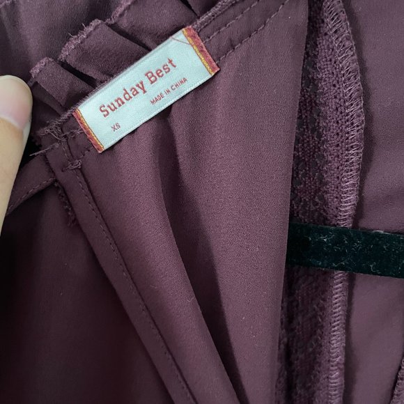 Aritzia Sunday Best Raleigh Mini Dress Long Sleeve Burgundy XS - Picture 4 of 5